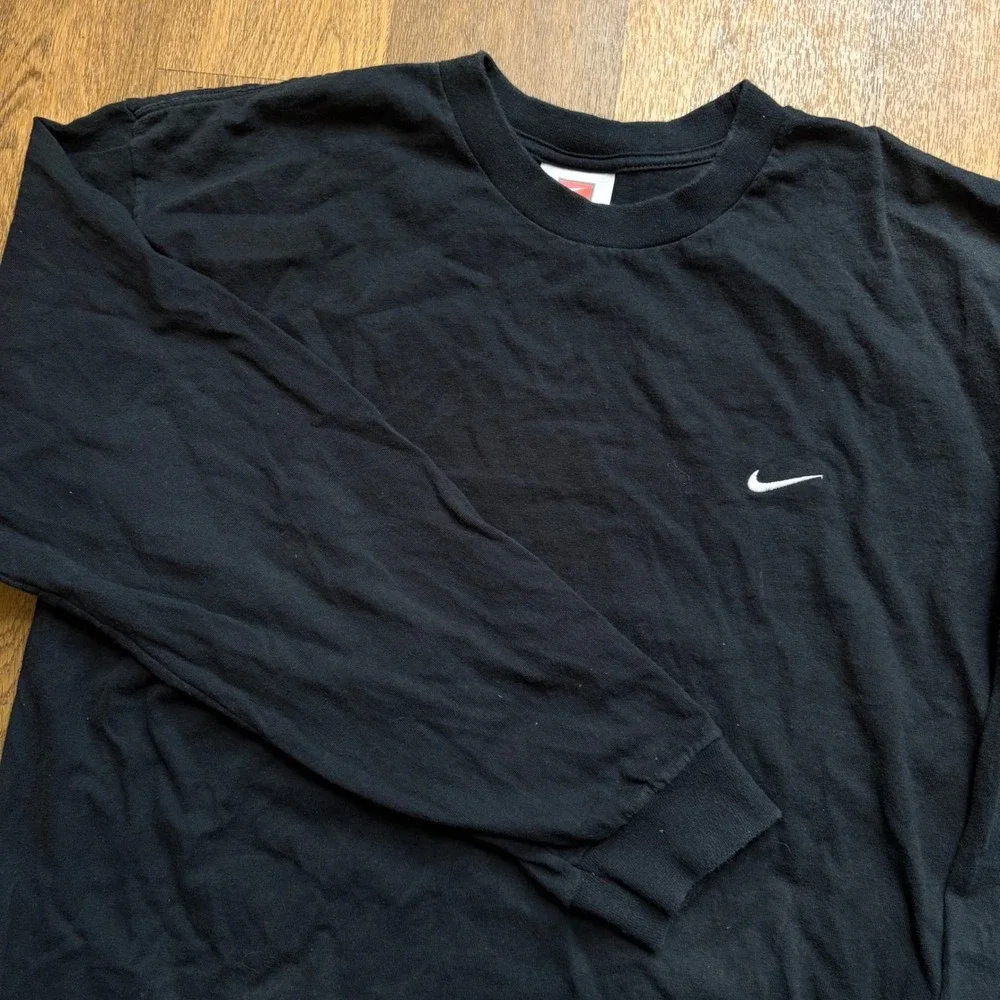 Vintage Sportswear Style Nike Team Black Small Check Longsleeve Basic T Shirt
